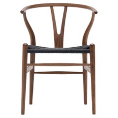 CH24 Wishbone Chair in Walnut Oil with Black Papercord Seat by Hans J. Wegner