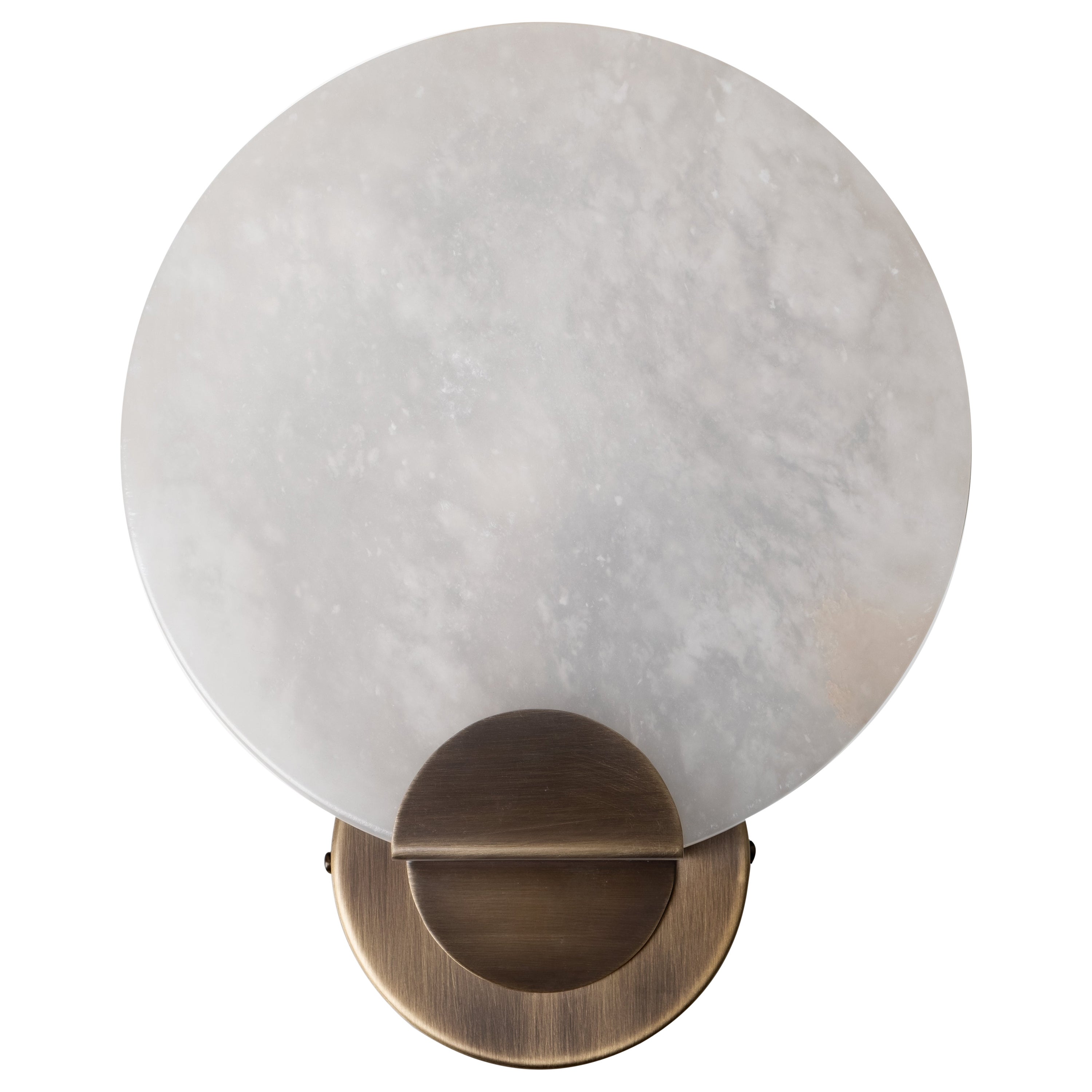 21st Century Walla Walla Wall Lamp Aged Brushed Brass Alabaster