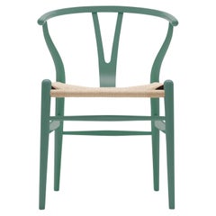 CH24 Wishbone Chair in Petrol Green with Natural Papercord Seat by Hans Wegner