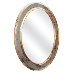 "Life" Contemporary Mirror, Central Mirror, Fumé Silvered Glass Ring, Birch
