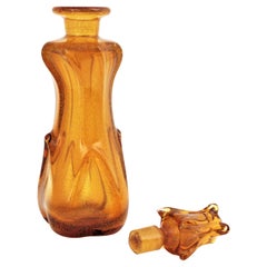 Archimede Seguso Murano Pulegoso Amber Italian Art Glass Decanter