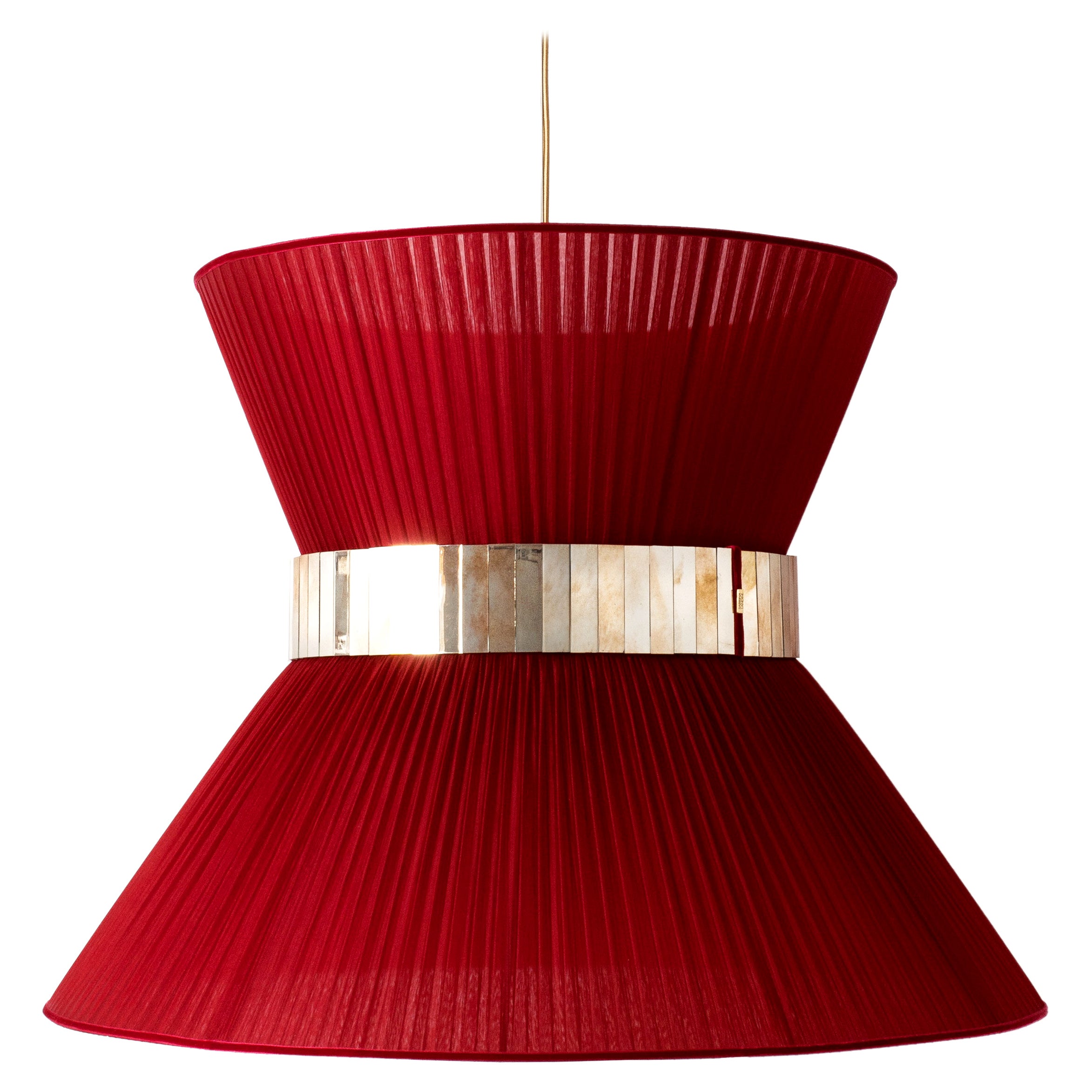 Lampe suspendue contemporaine Tiffany, 80 cœurs de soie en verre argenté et laiton en vente