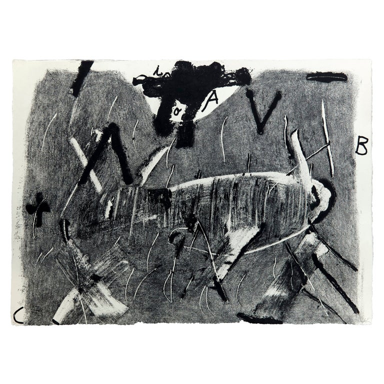 Antoni Tàpies Etching, Lletres i Gris, 1976 For Sale