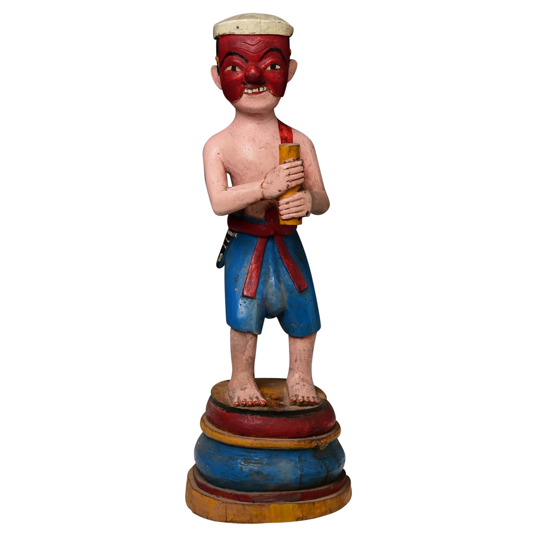 19ème siècle, Mandalay, Ancienne figurine birmane en bois Stand en vente