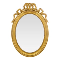 French 19th Century Louis XVI St. Oval Giltwood Mirror