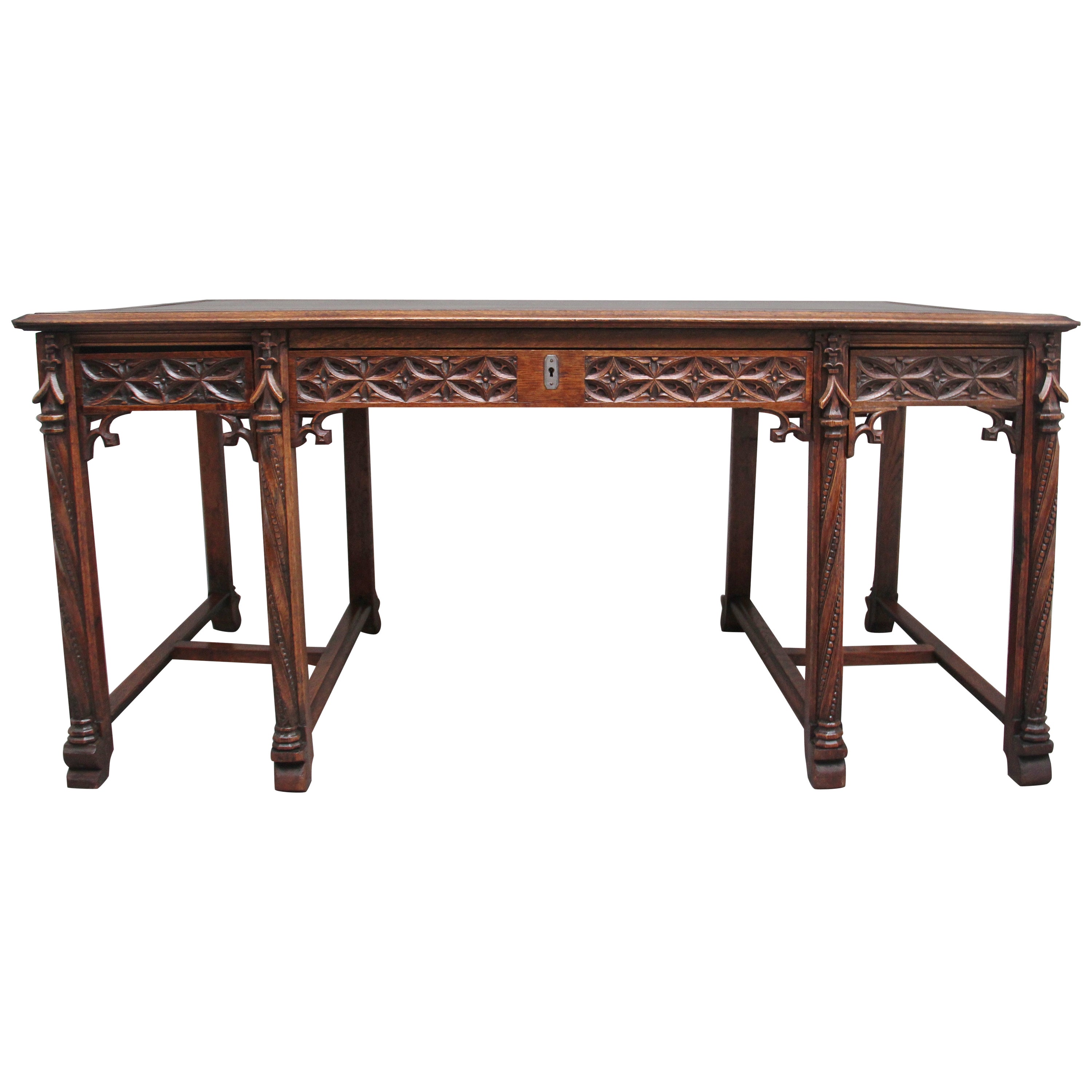 19th Century French Oak Desk in the Gothic Style