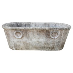 19th Century Spanish Handcarved Marble Bath w/ Rings