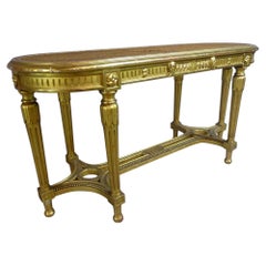19th Century French Louis XVI Style Golden Wood Caned Bench, 1870s
