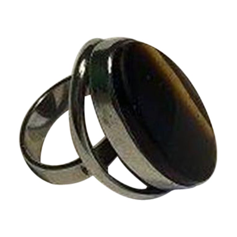 Niels Erik From Sterling Silver Ring with Oval Shaped Tiger's Eye For Sale