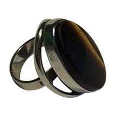 Niels Erik From Sterling Silver Ring with Oval Shaped Tiger's Eye