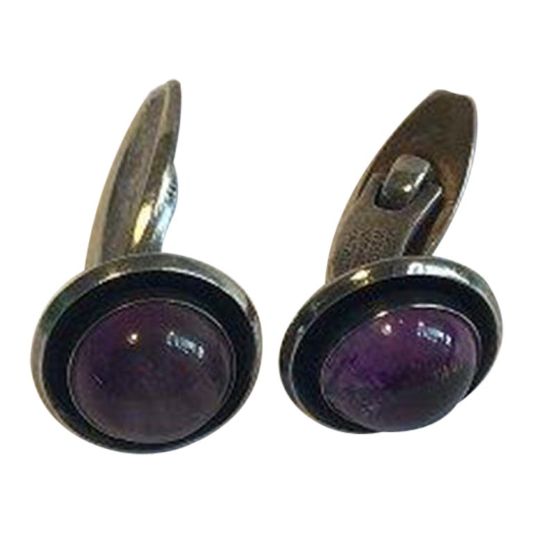 Niels Erik From Sterling Silver Cufflinks with Amethyst For Sale