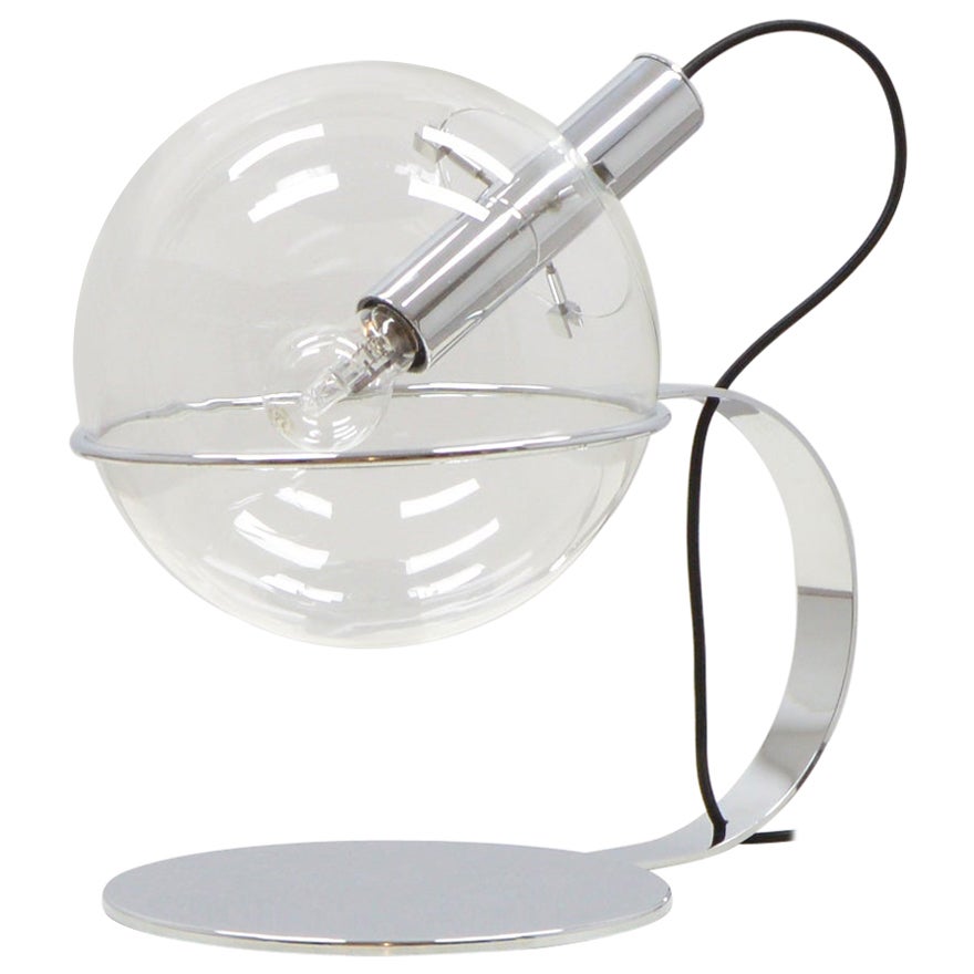 Chrome and Glass Design Globe Table Lamp, 70s