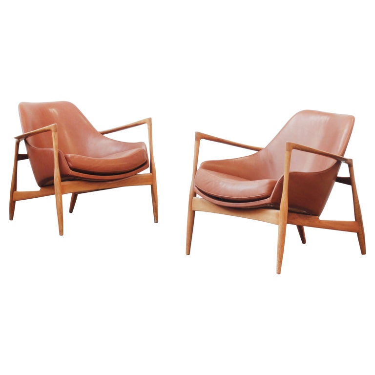 Pair of Danish Lounge Chairs by Ib Kofod Larsen, Denmark, 1960ies For Sale