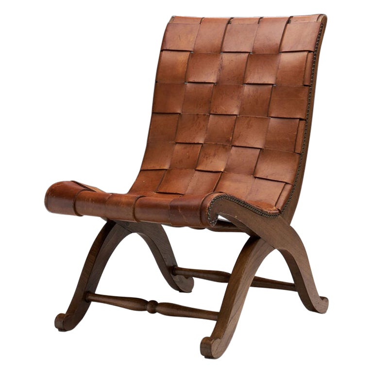Mid-Century Spanish Valenti Leather Chair by Pierre Lottier, Spain, 1950s