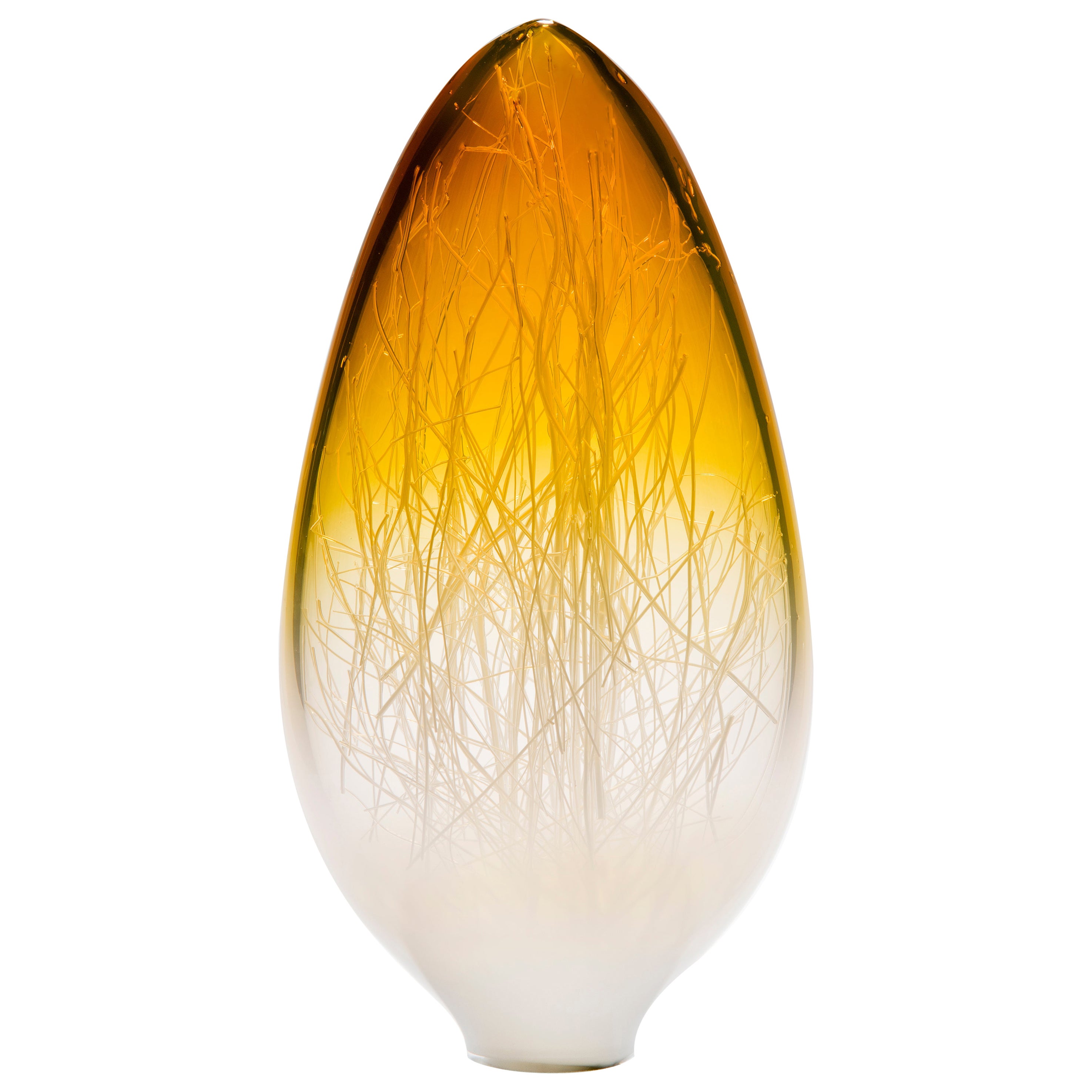  Panicum in Amber and White, a Unique Glass Sculpture by Enemark & Thompson
