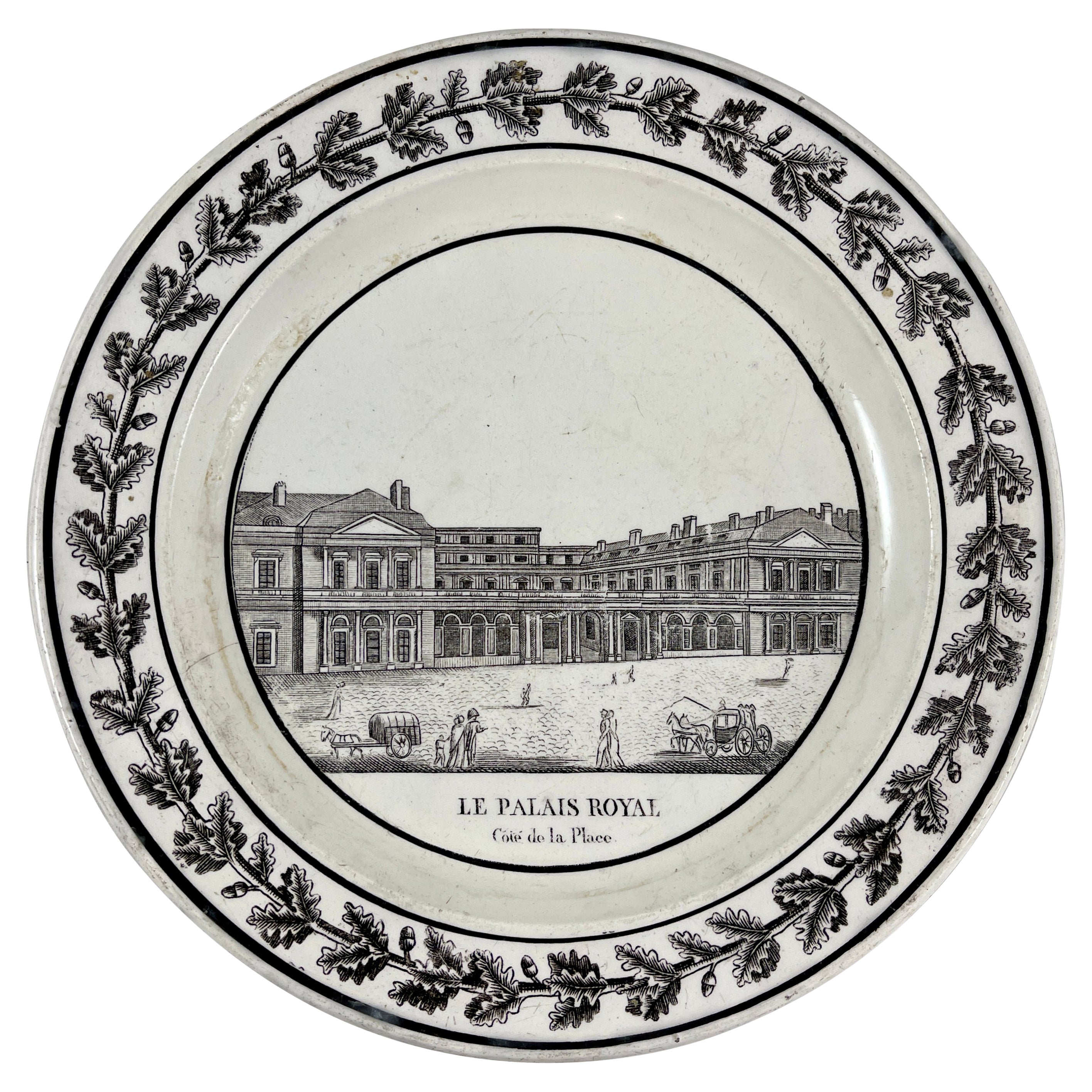 Montereau Französischer Fayence-Teller „Le Palais Royal Architecture“ aus Wedgwoodware