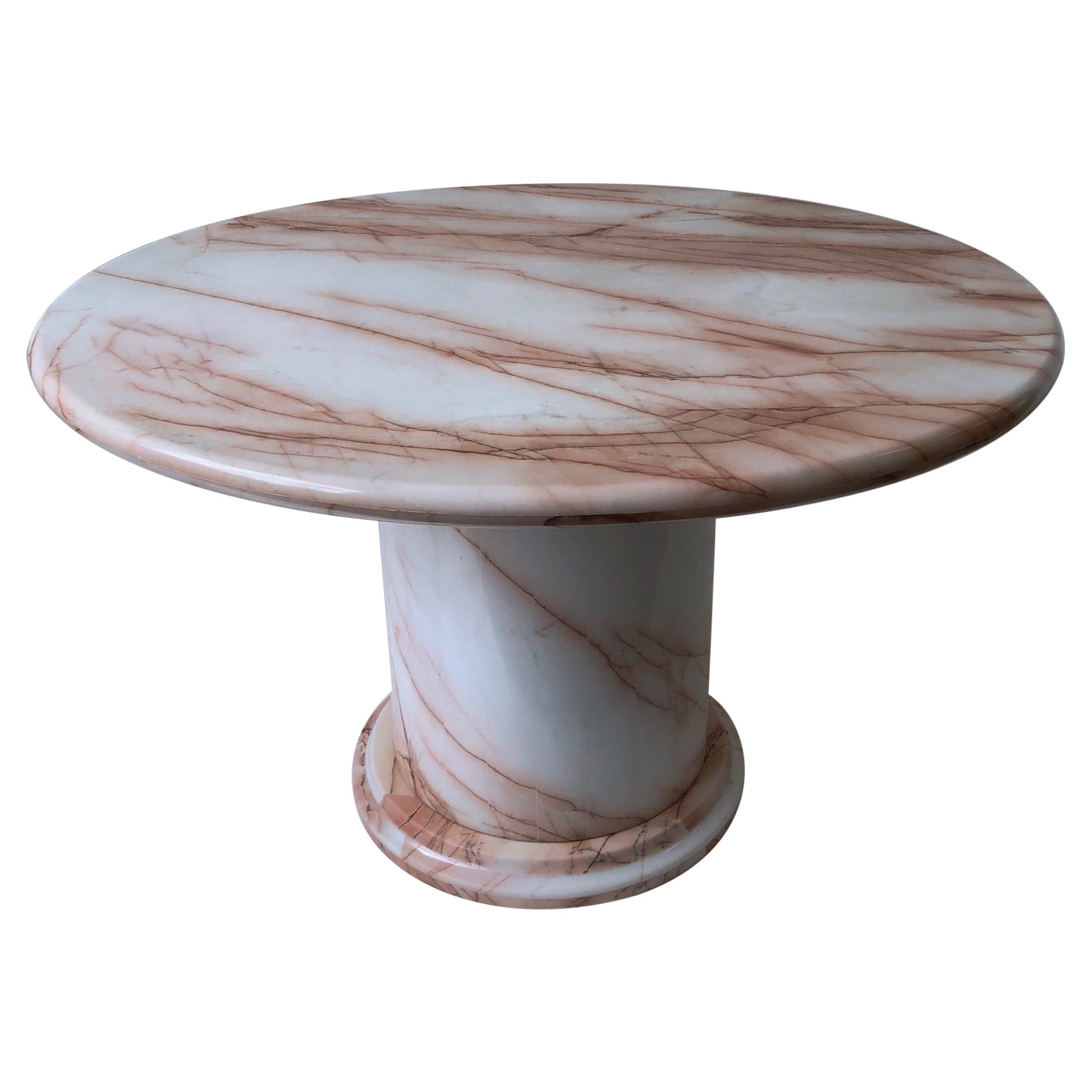 Pink and White Marble Dining Table For Sale
