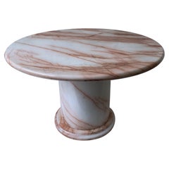 Retro Pink and White Marble Dining Table