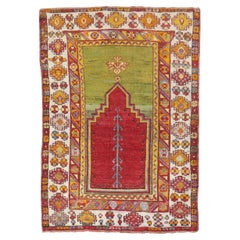 Vintage Colorful Turkish Prayer Niche Rug