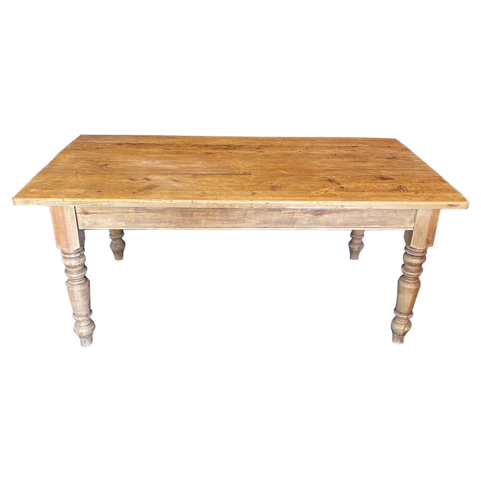 Classic British Antique Wood Scrubbed Pine Farmtable Dining Table For