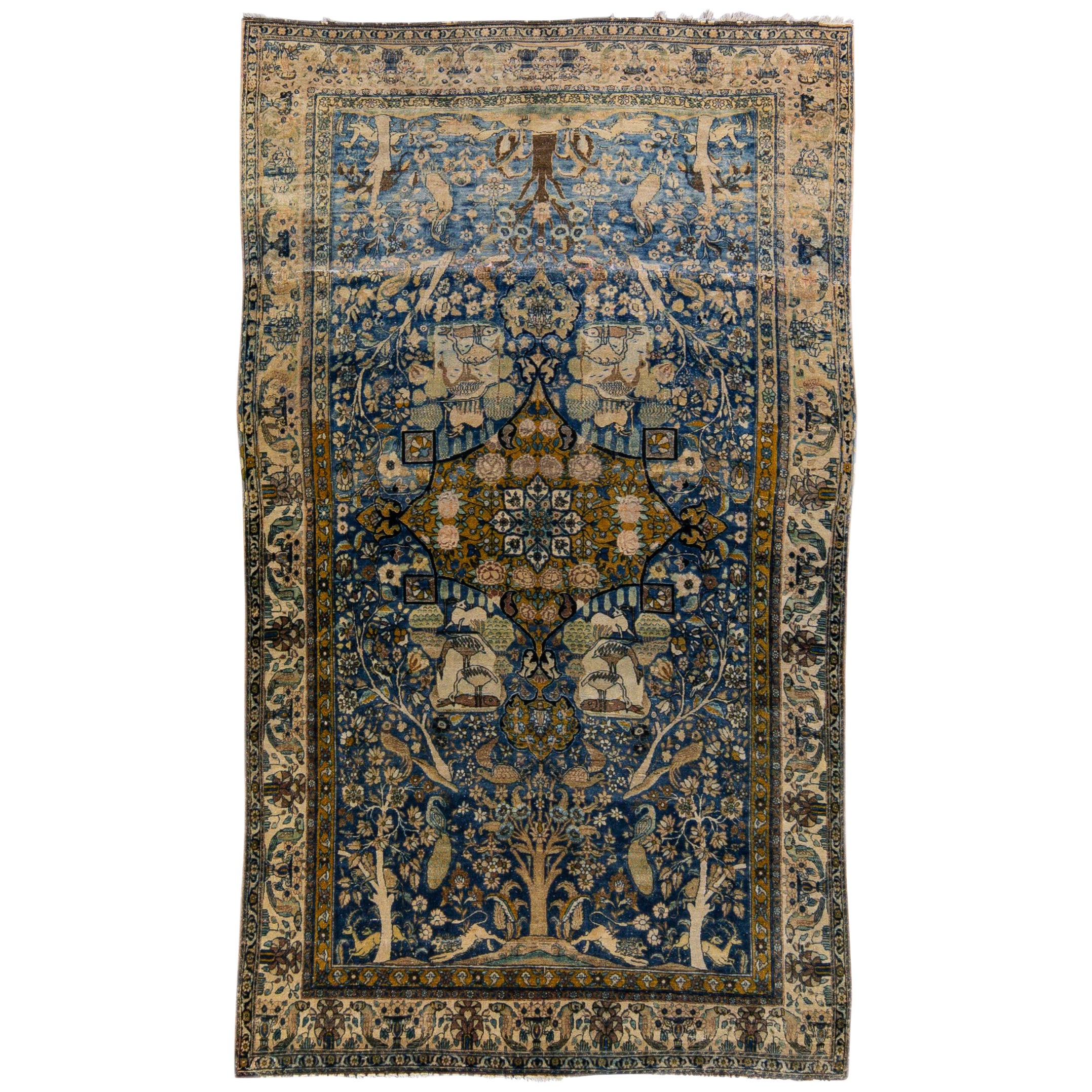 Distressed Antique Persian Kerman Rug For Sale at 1stDibs