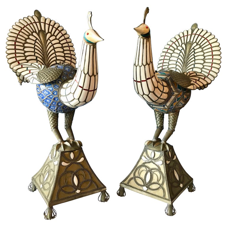 Pair of Large Indian Figures of Peacocks at 1stDibs