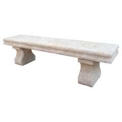 Carved Limestone Villa Bench from the South of France