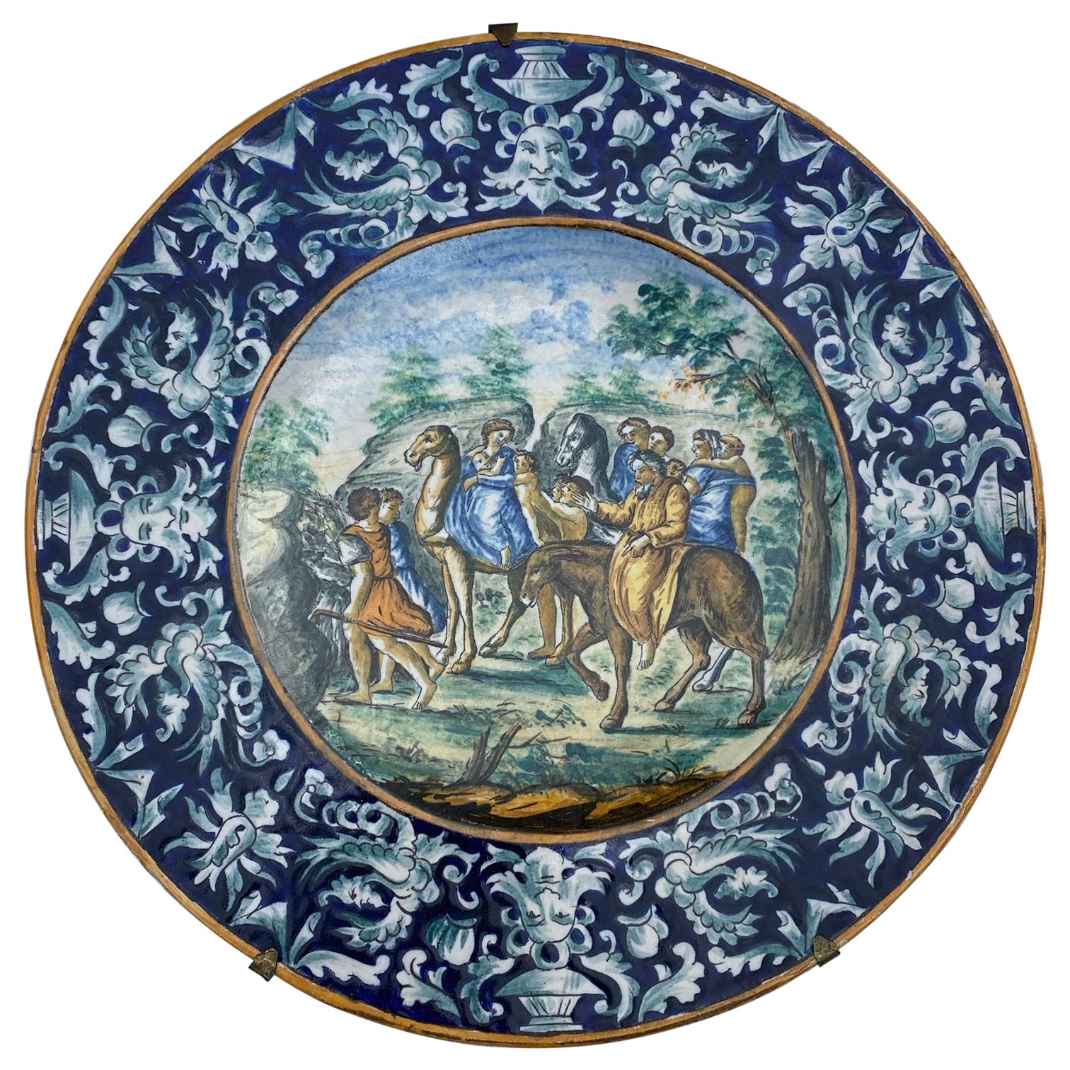 Impressive 19th Century Large Italian Majolica Hand Painted Plate