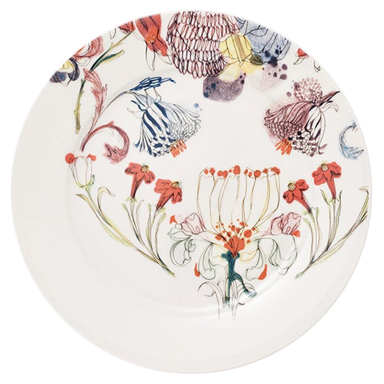 Grandma's Garden, Contemporary Porcelain Dinner Plates with Floral Design
