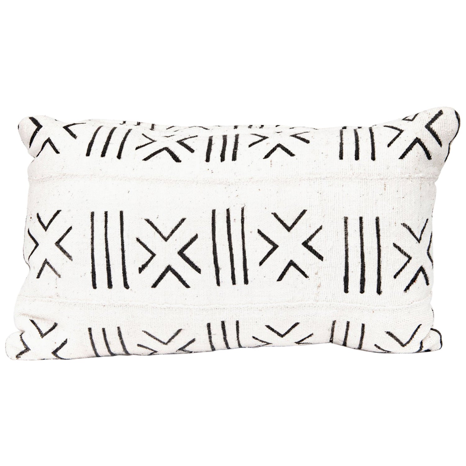Handmade African Mud Cloth Fabric Lumbar Pillow With Down Fill