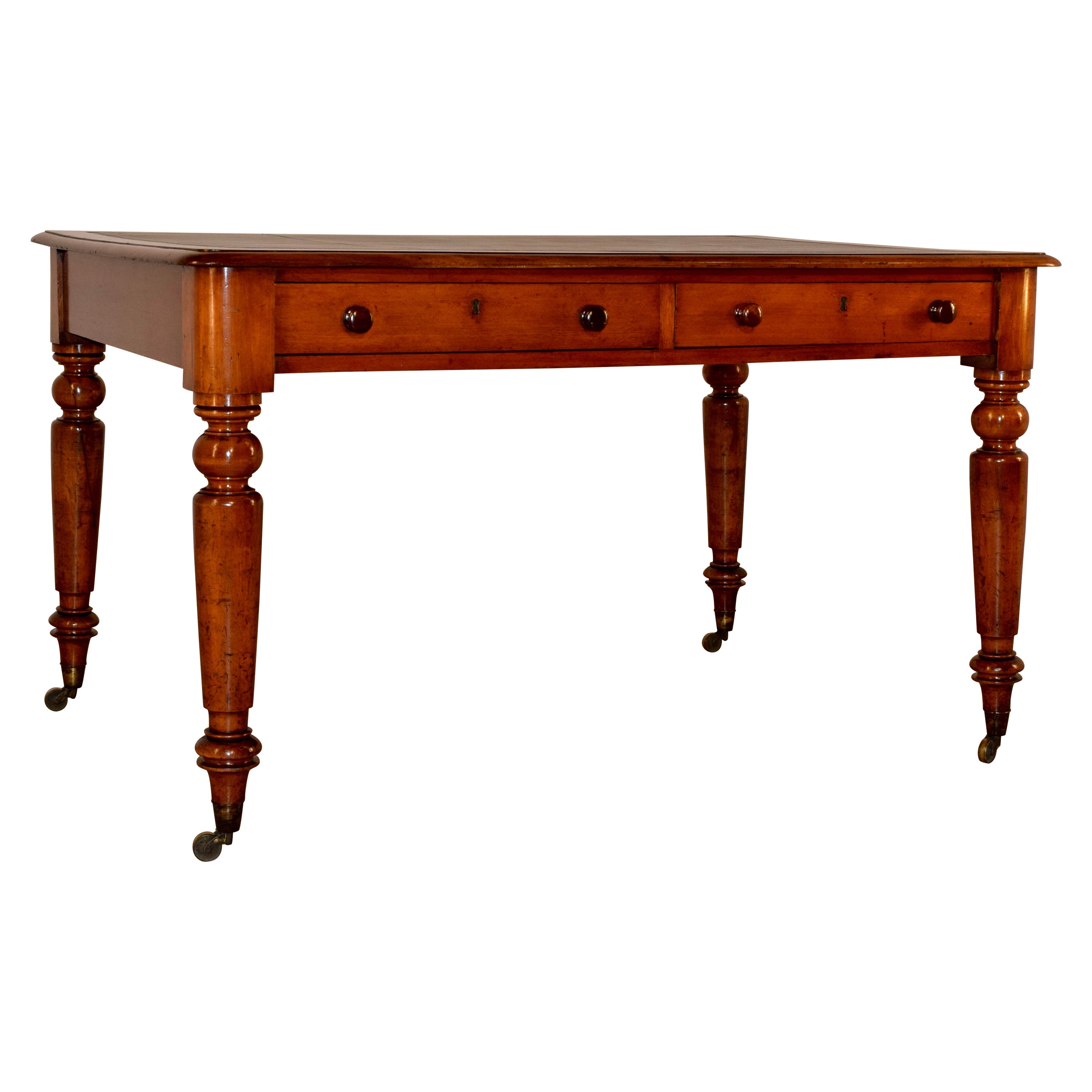 19th Century Mahogany Desk with Leather Top