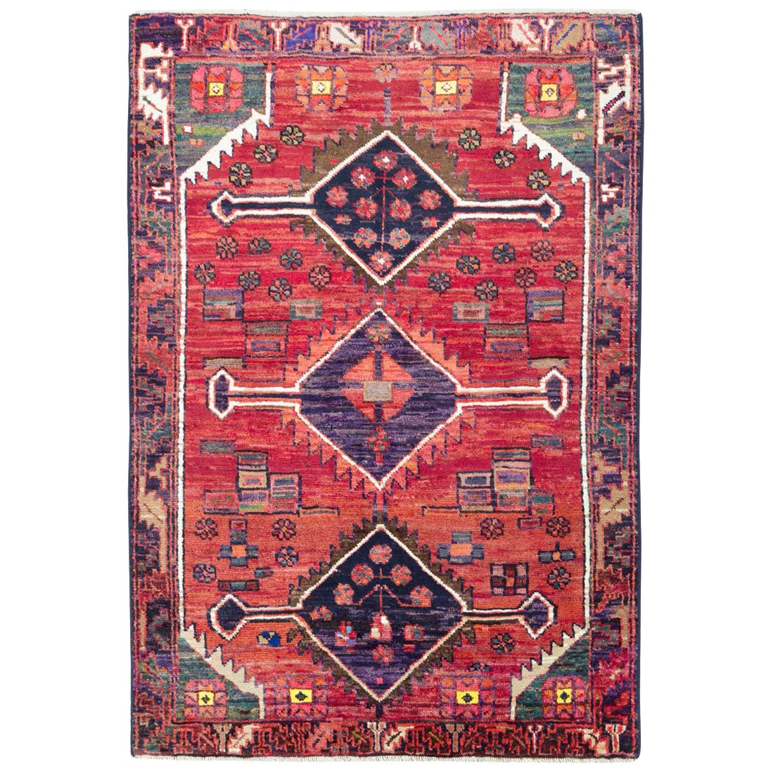Handgefertigter persischer Kurd Throw-Teppich aus der Mitte des 20. Jahrhunderts