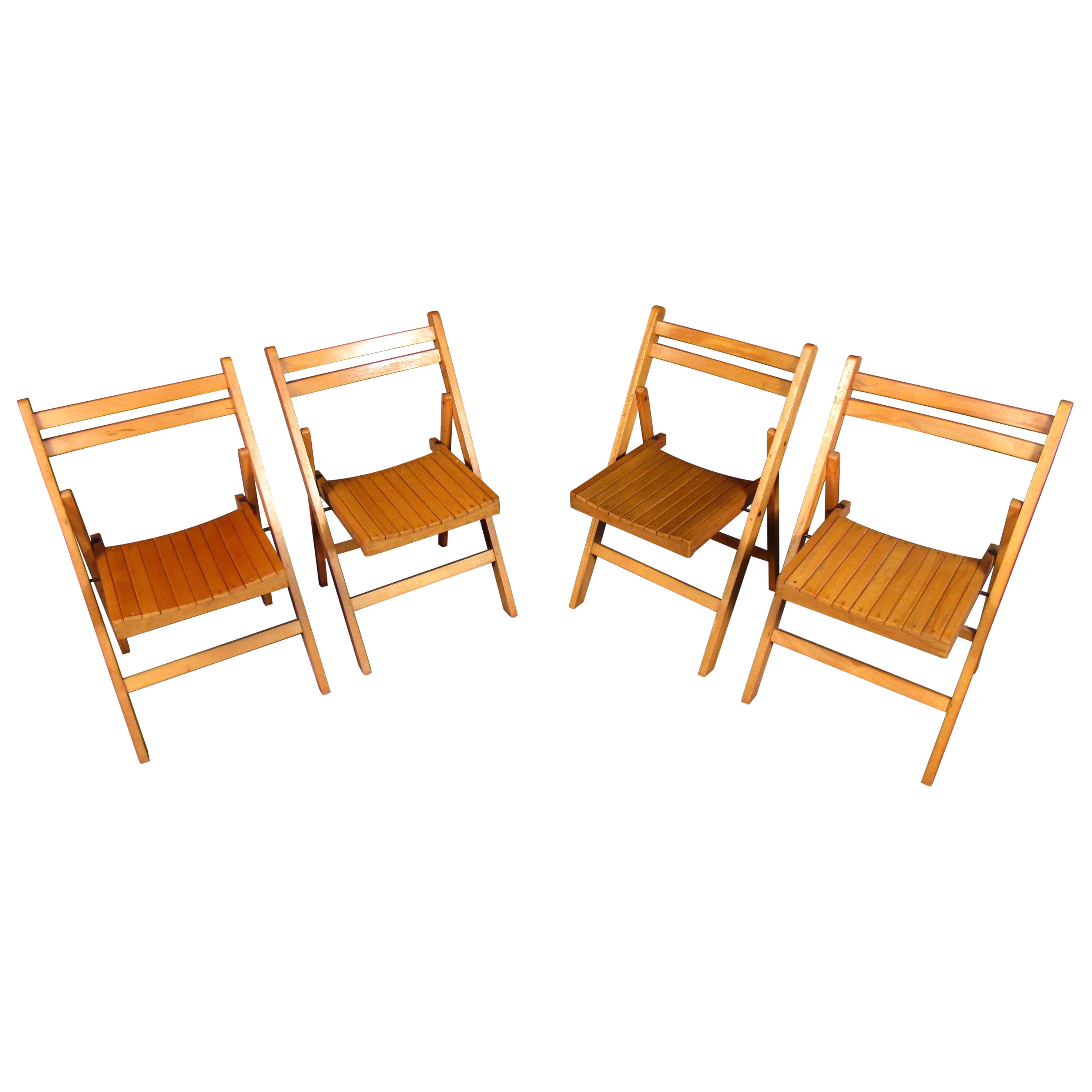 Vintage Modern Slat Folding Chairs