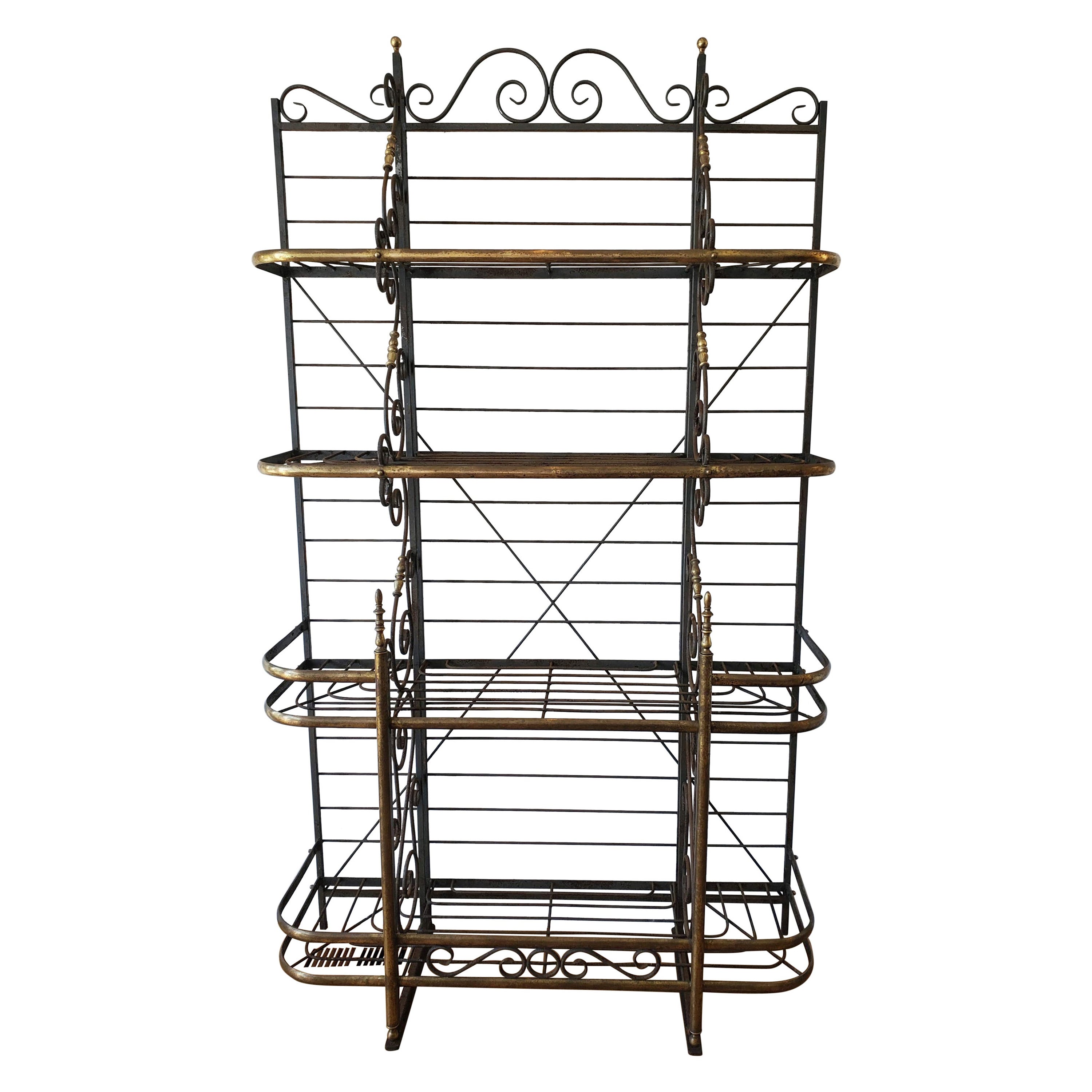 Late 19th Century Brass and Steel French Provincial Baker’s Rack For Sale