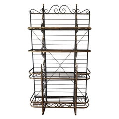 Retro Late 19th Century Brass and Steel French Provincial Baker’s Rack