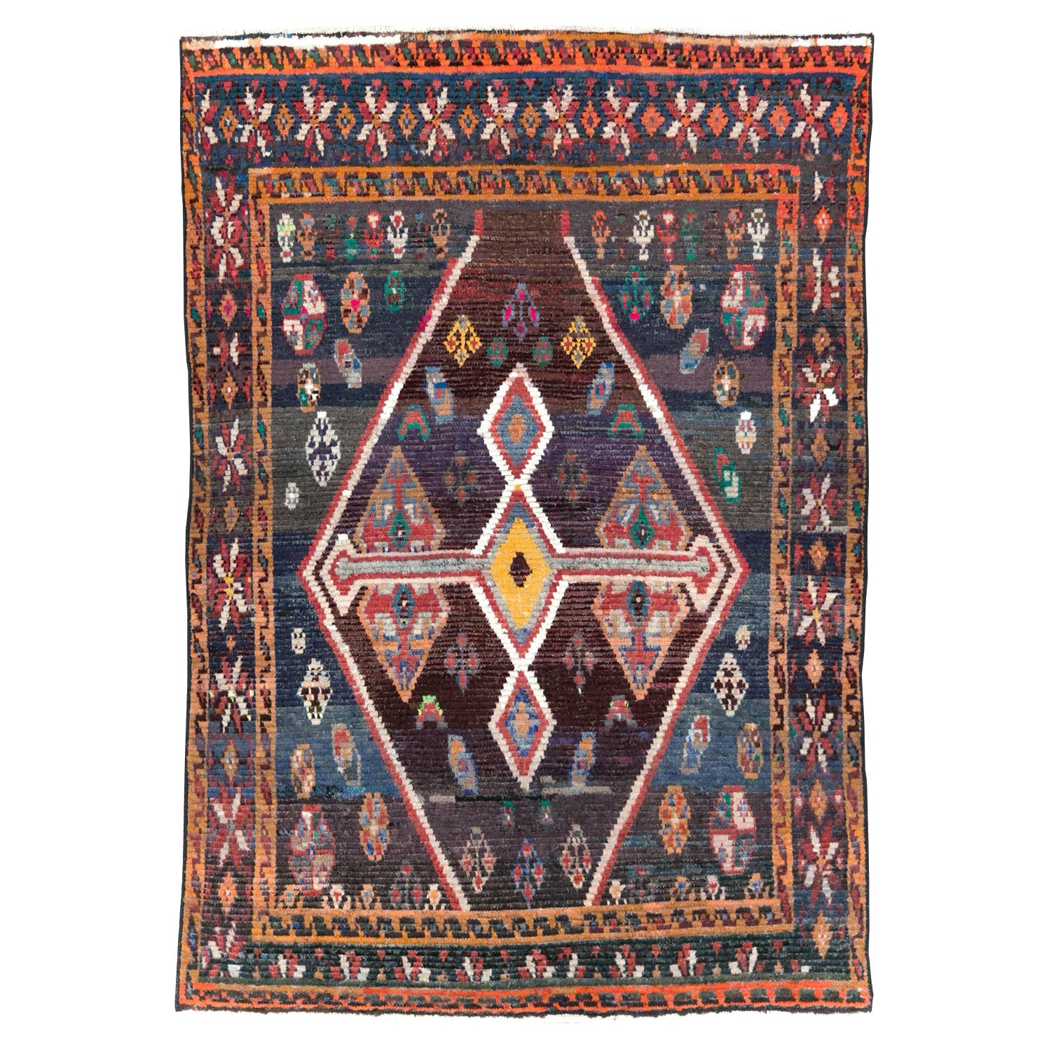 Mid-20th Century Handmade Persian Gabbeh Accent Rug For Sale