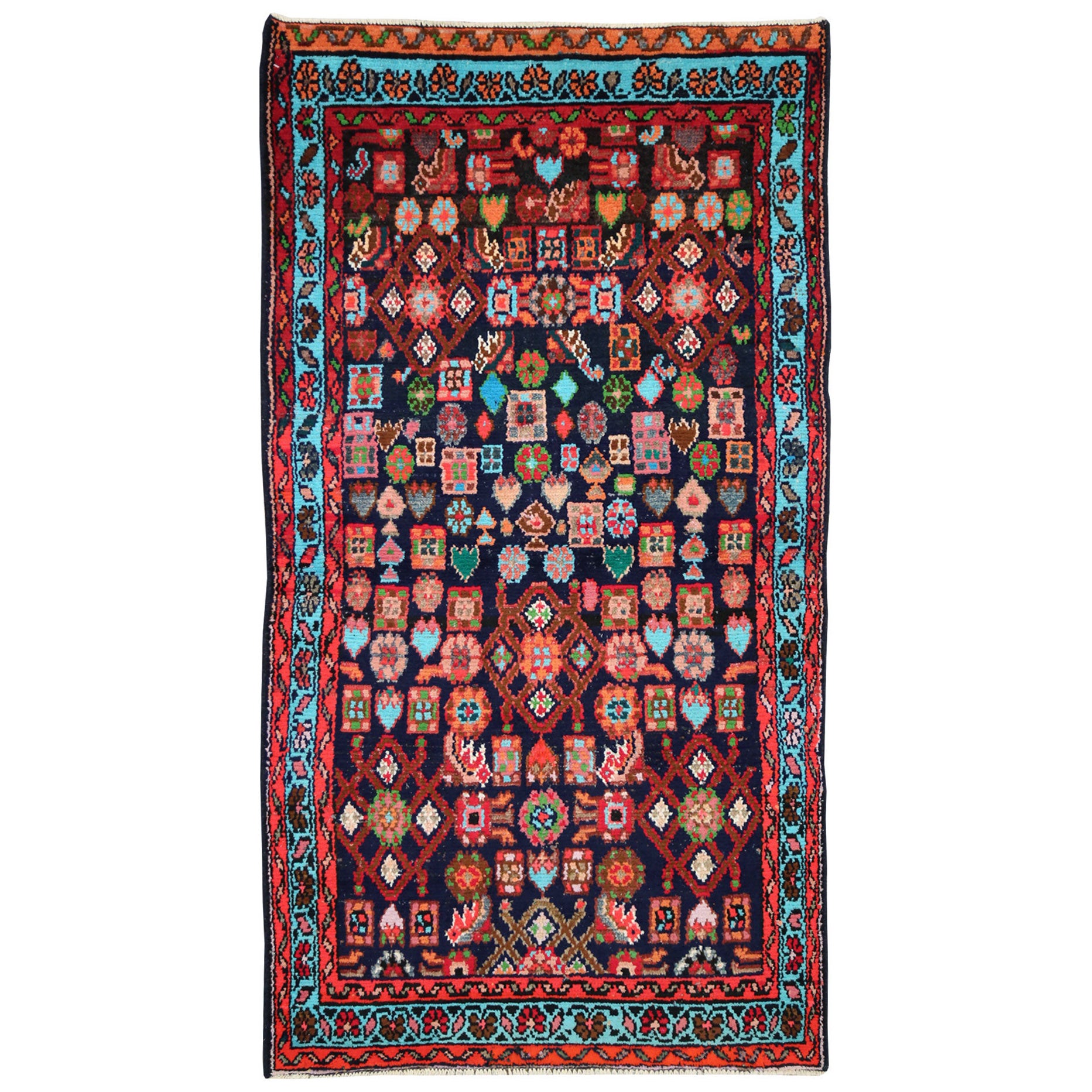 Handgefertigter persischer Hamadan-Teppich aus der Mitte des 20. Jahrhunderts