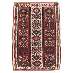 Tribal Mid-20th Century Handmade Turkish Flat-Weave Kilim Throw Rug
