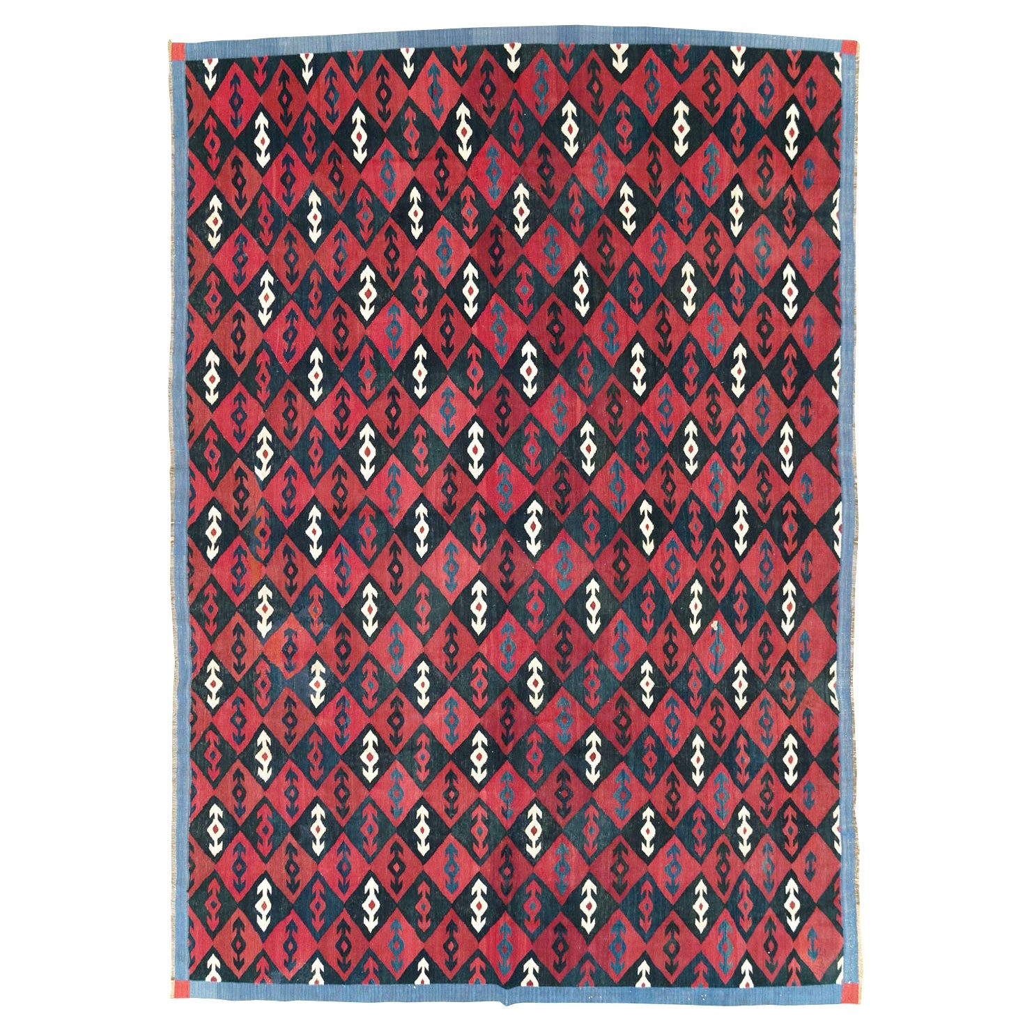 Mid-20th Century Handmade Persian Flat-Weave Kilim Room Size Carpet