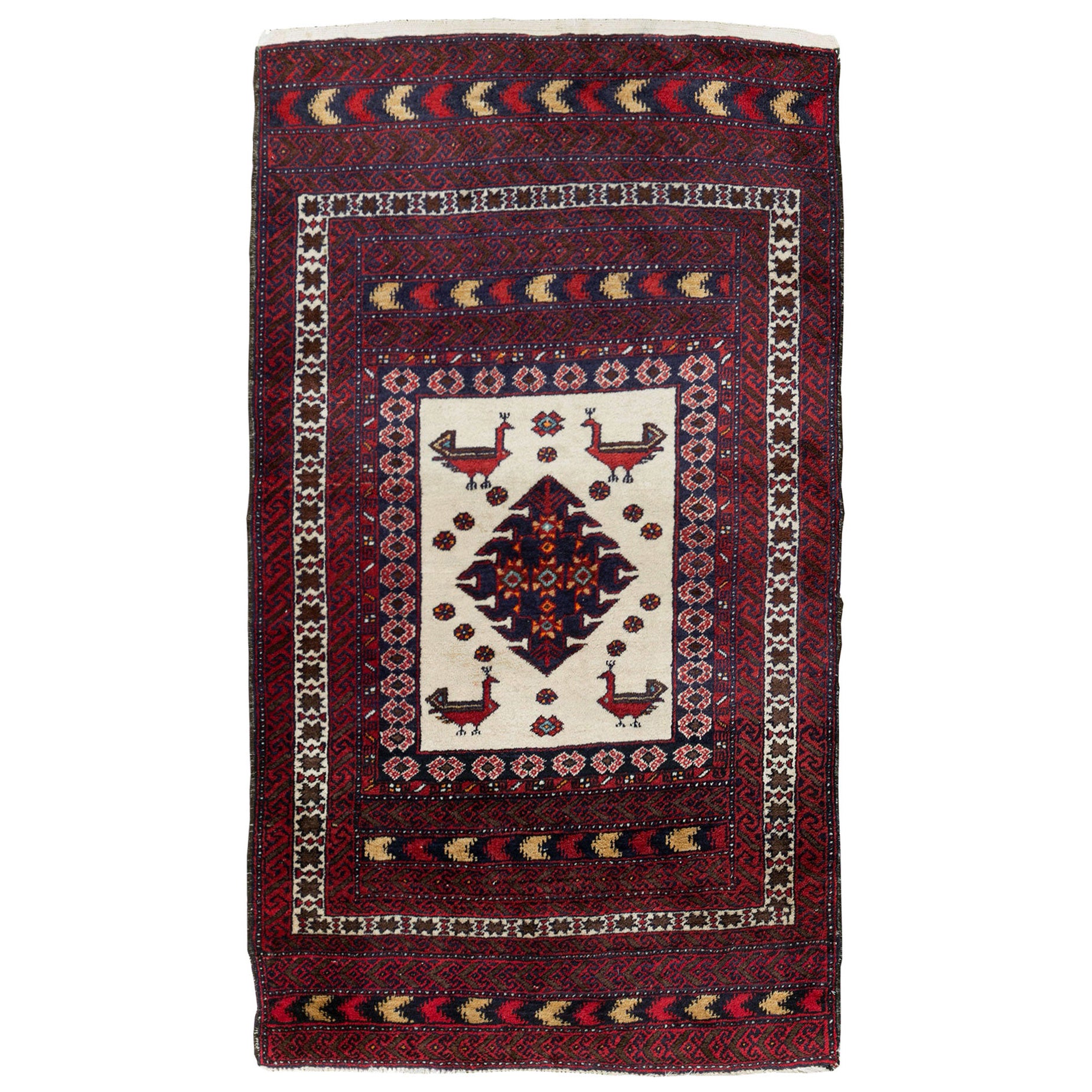 Mid-20th Century Handmade Persian Baluch Throw Rug For Sale