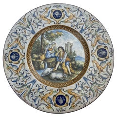 Period Large Italian Majolica Hand Painted Plate