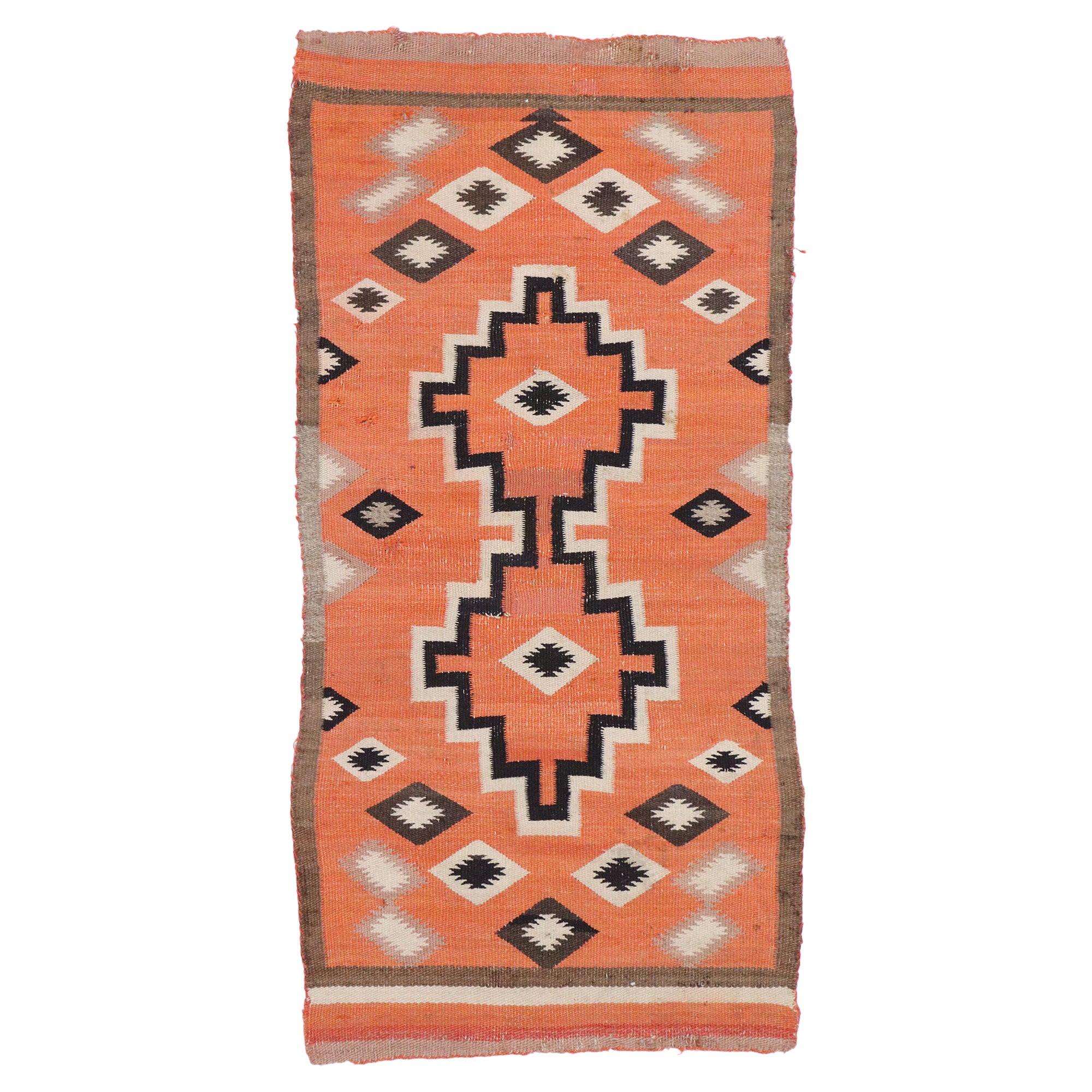 Tapis Kilim Navajo ancien avec style tribal du Sud-Ouest