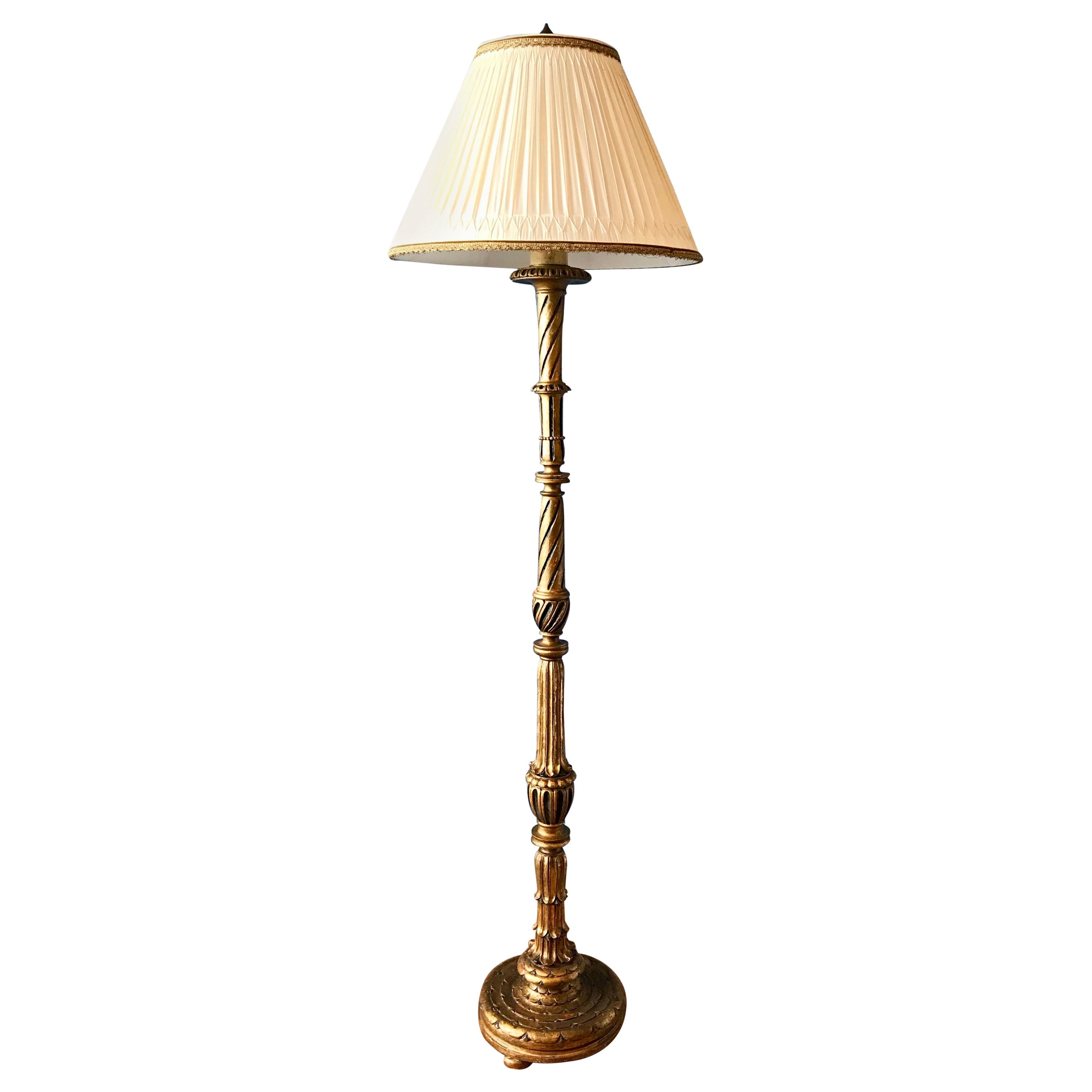 Italian Gilt Wood Floor Lamp