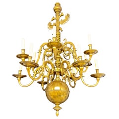 19th Century English Georgian Style Bronze Chandelier