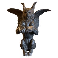 Pair of 19th Century French Cast Architectural Iron Gargoyles, Large Scale