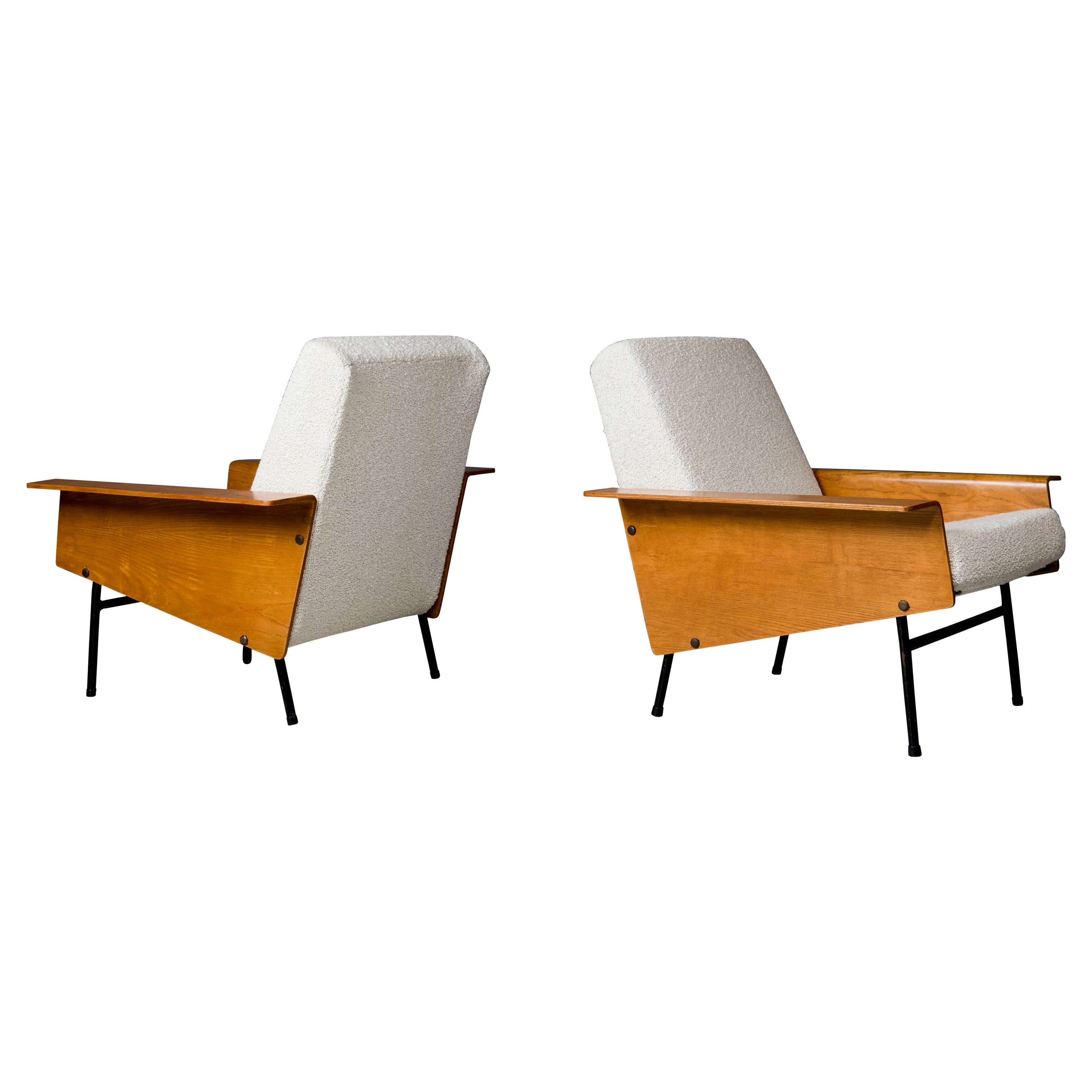 Rare Pair Pierre Guariche, G10 Lounge Chairs, 1953