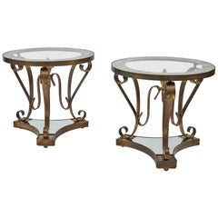 Pair of Patinated Brass and Mirrored Side Tables by Arturo Pani