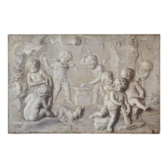 18th Century Grisaille Painting of Putti Attributed to Piat Joseph Sauvage