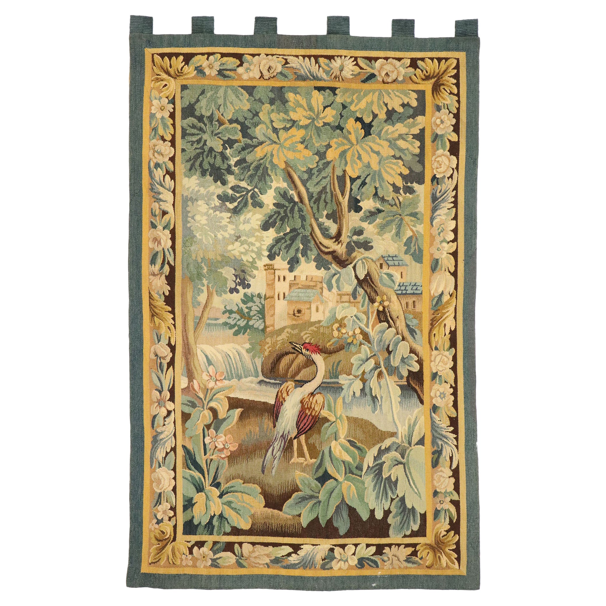 Tapisserie française ancienne d'Aubusson Verdure en vente