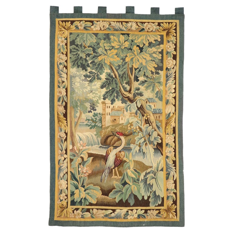 Antique French Aubusson Verdure Tapestry For Sale